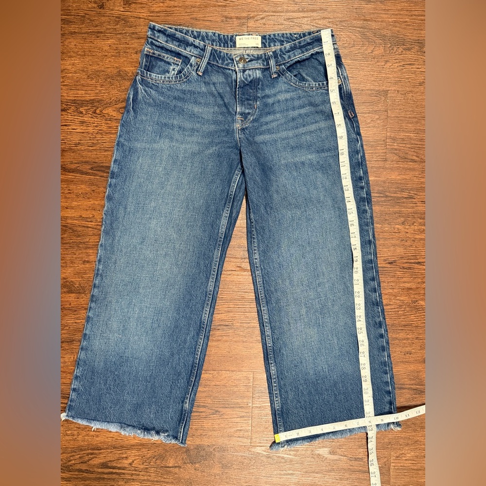 Free People We The Free Wide Leg Loose Fit Raw Hem Jeans - Picture 13 of 13